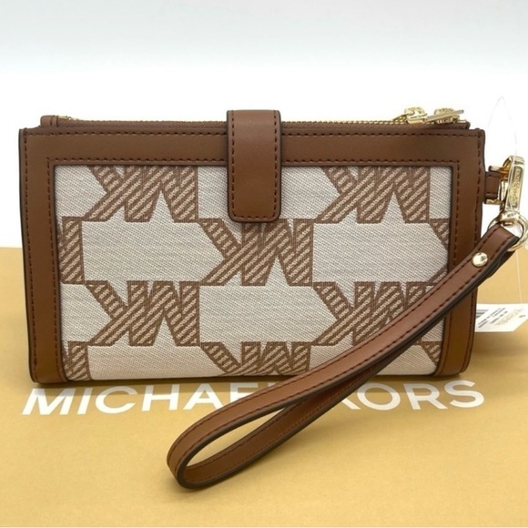 Michael Kors Large Double Zip Wallet Wristlet Brown - Picture 7 of 8